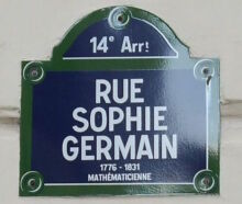 Plaque de la rue Sophie Germain à Paris
